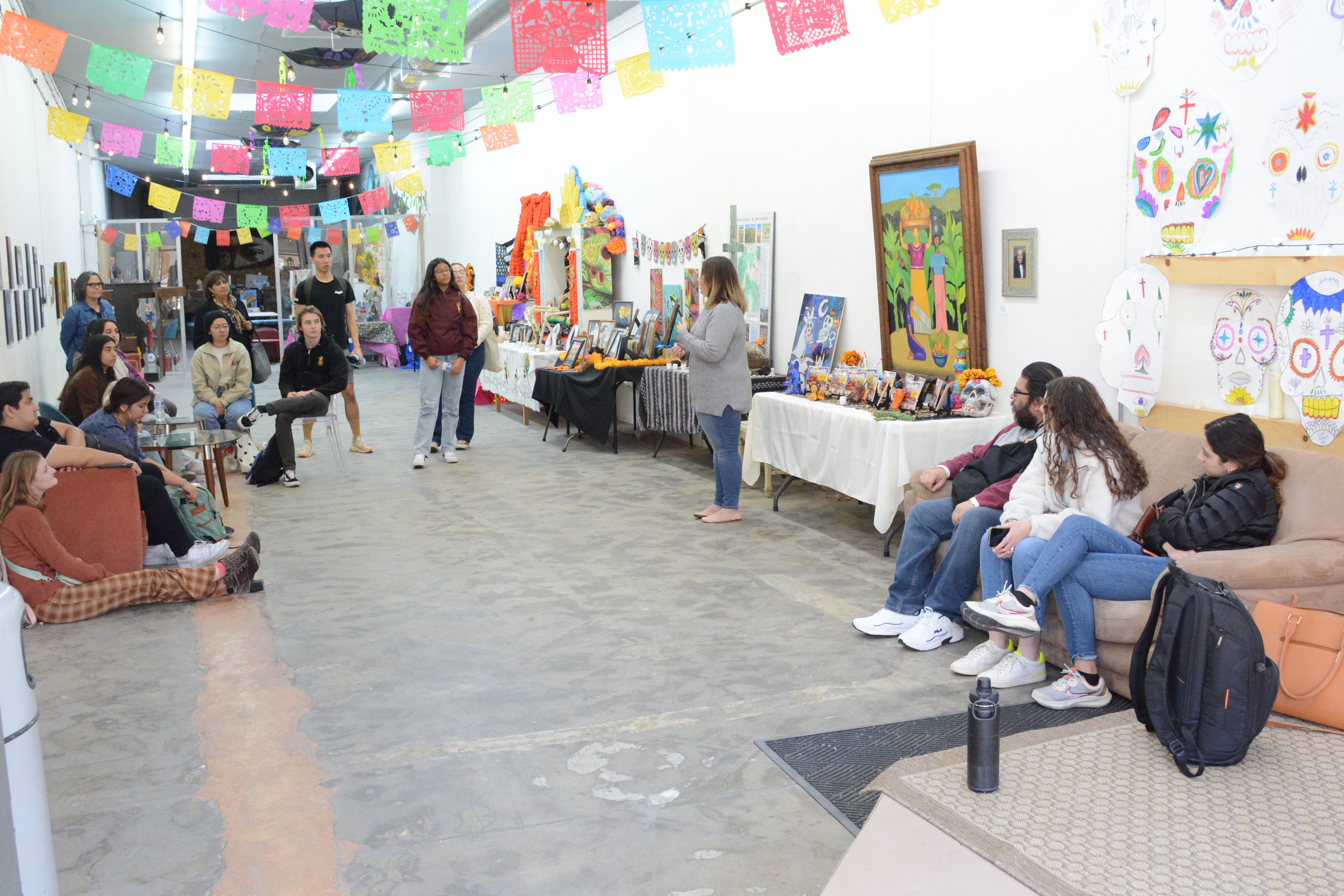 Consul General of Mexico, Marcos Moreno Báez gives a presentation to ASU students at La Nina Art Studio in Nogales, Arizona, on November 5, 2022.